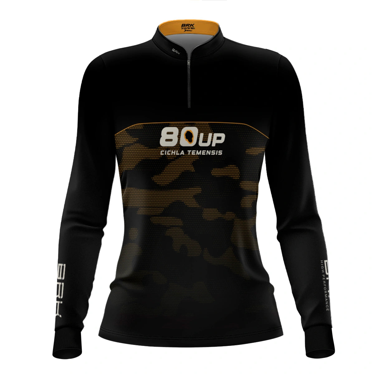 Camisa de Pesca Feminina Brk 80UP Camuflada Amarela com Proteção UV50 - Brk Fishing