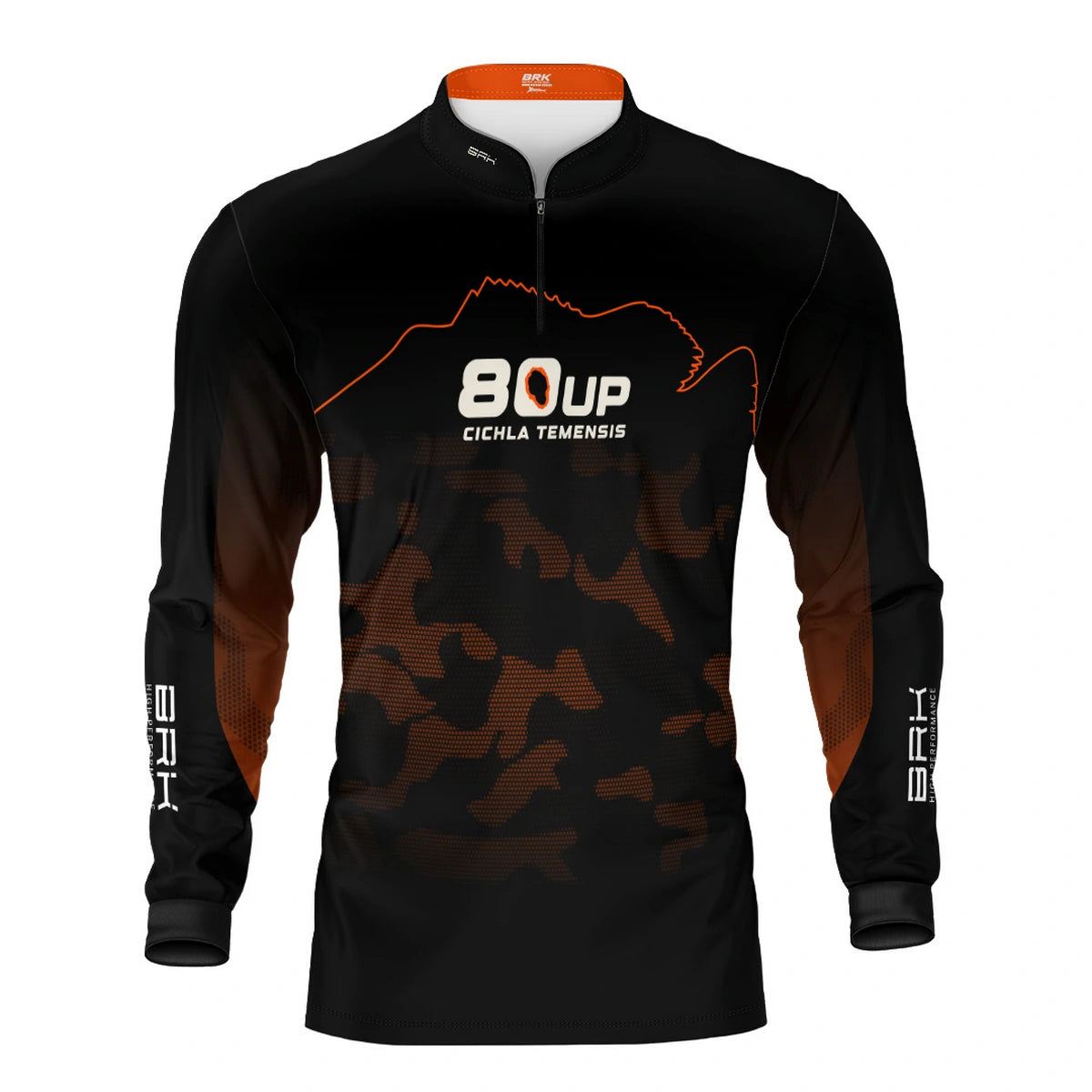 Camisa de Pesca Brk 80UP Camuflada Laranja com Proteção UV50 - Brk Fishing