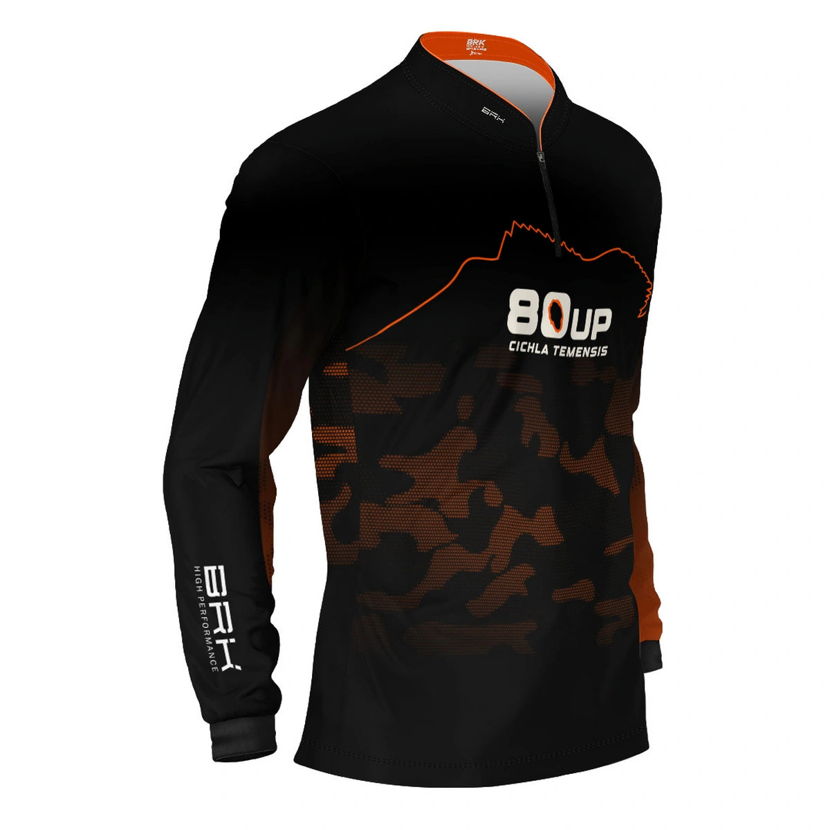Camisa de Pesca Brk 80UP Camuflada Laranja com Proteção UV50 - Brk Fishing