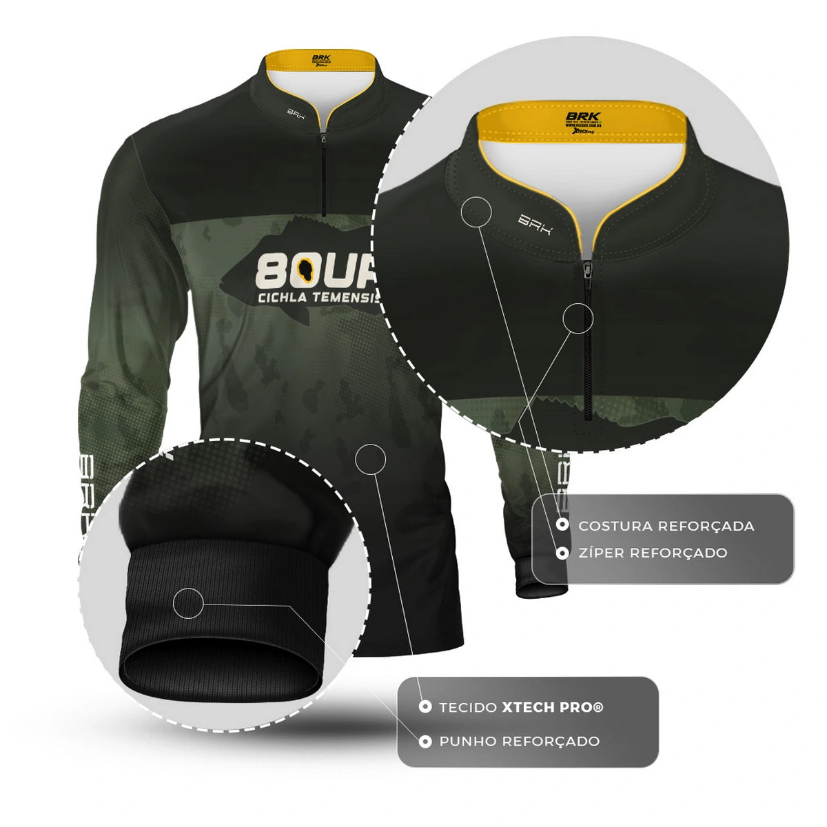 Camisa de Pesca Brk 80UP Verde com Proteção UV50 - Brk Fishing