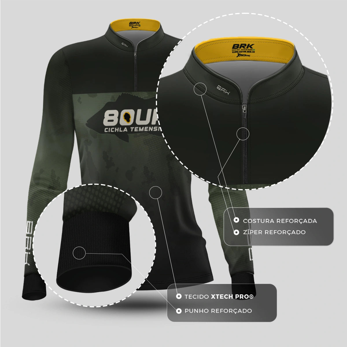 Camisa de Pesca Feminina Brk 80UP Verde com Proteção UV50 - Brk Fishing