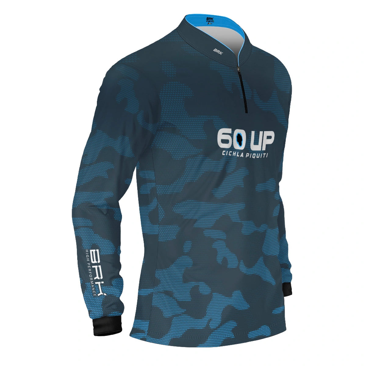 Camisa de Pesca Brk 60UP Camuflada Azul com Proteção UV50 - Brk Fishing