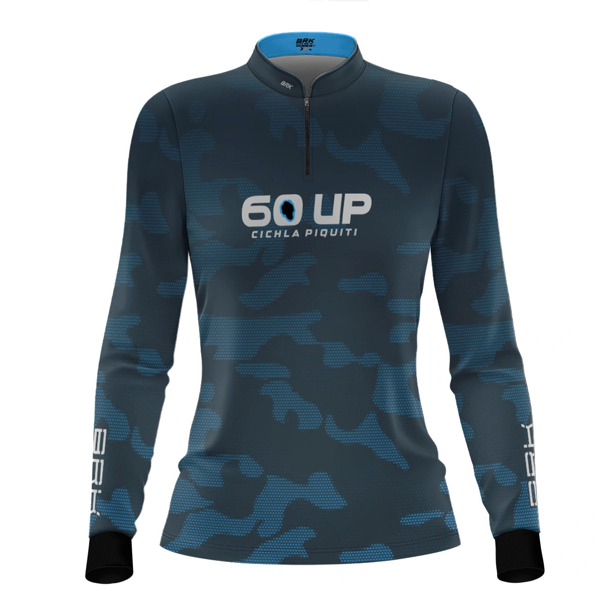 Camisa de Pesca Feminina Brk 60UP Camuflada Azul com Proteção UV50 - Brk Fishing