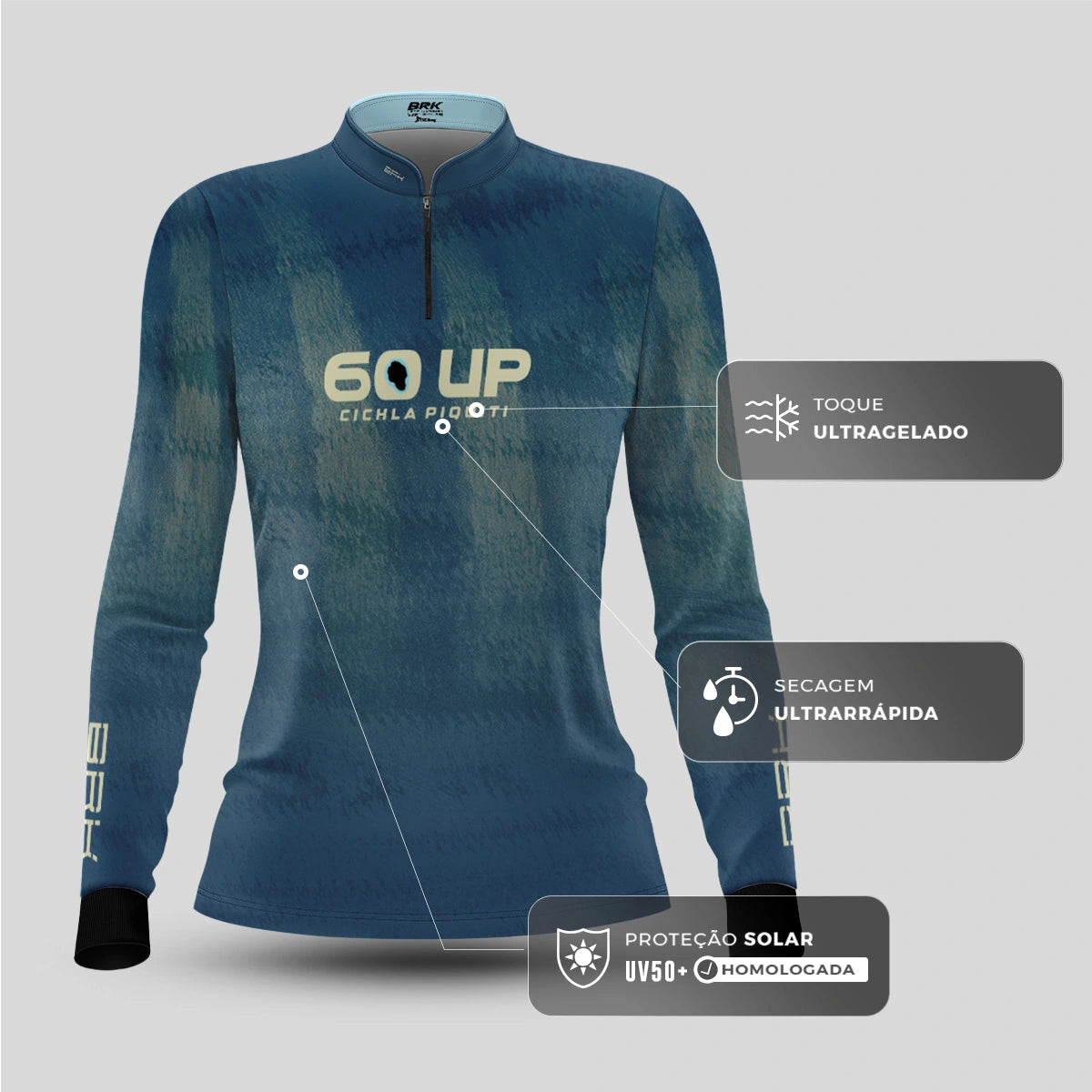 Camisa de Pesca Feminina Brk 60UP Tucunaré com Proteção UV50 - Brk Fishing