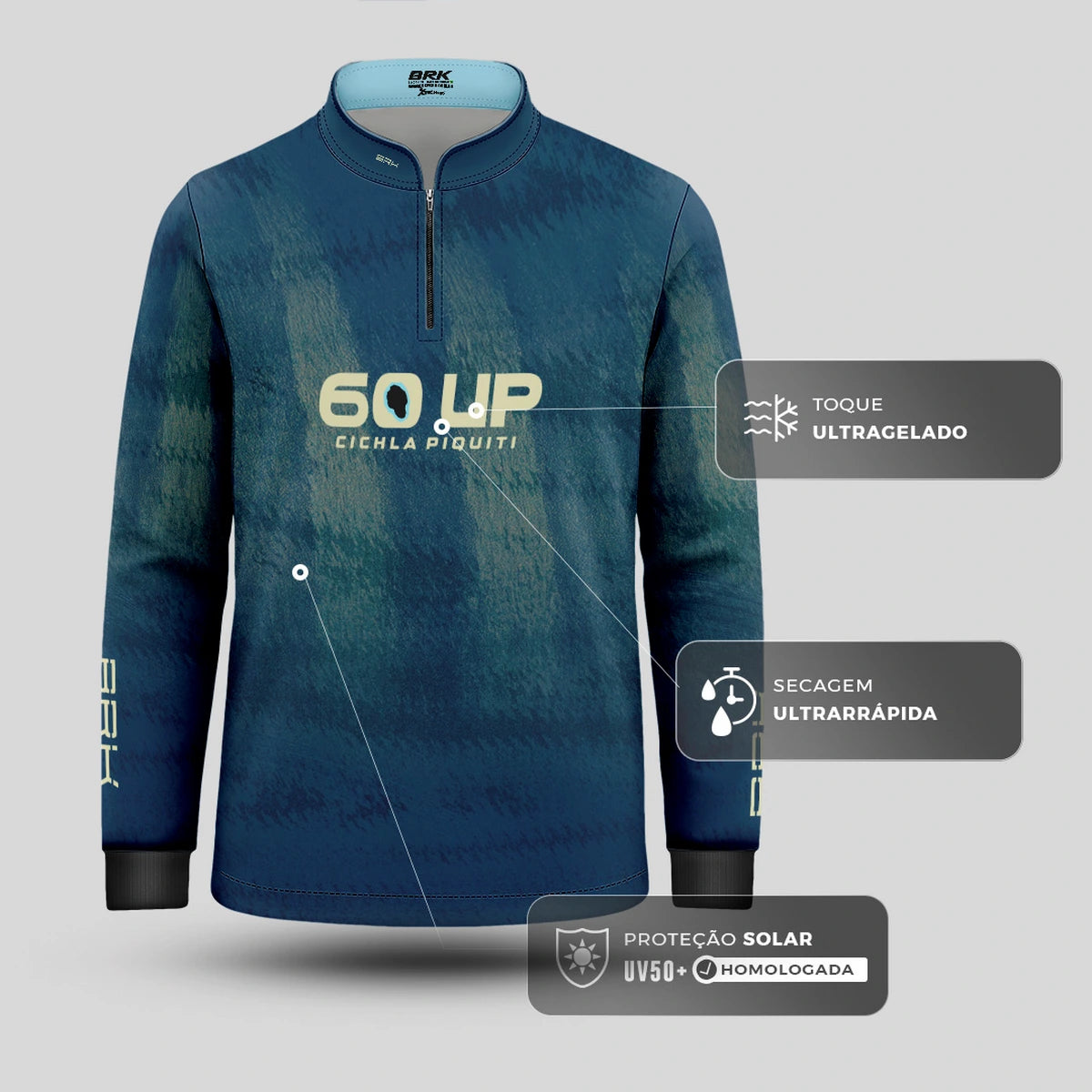 Camisa de Pesca Infantil Brk 60UP Tucunaré com Proteção UV50 - Brk Fishing