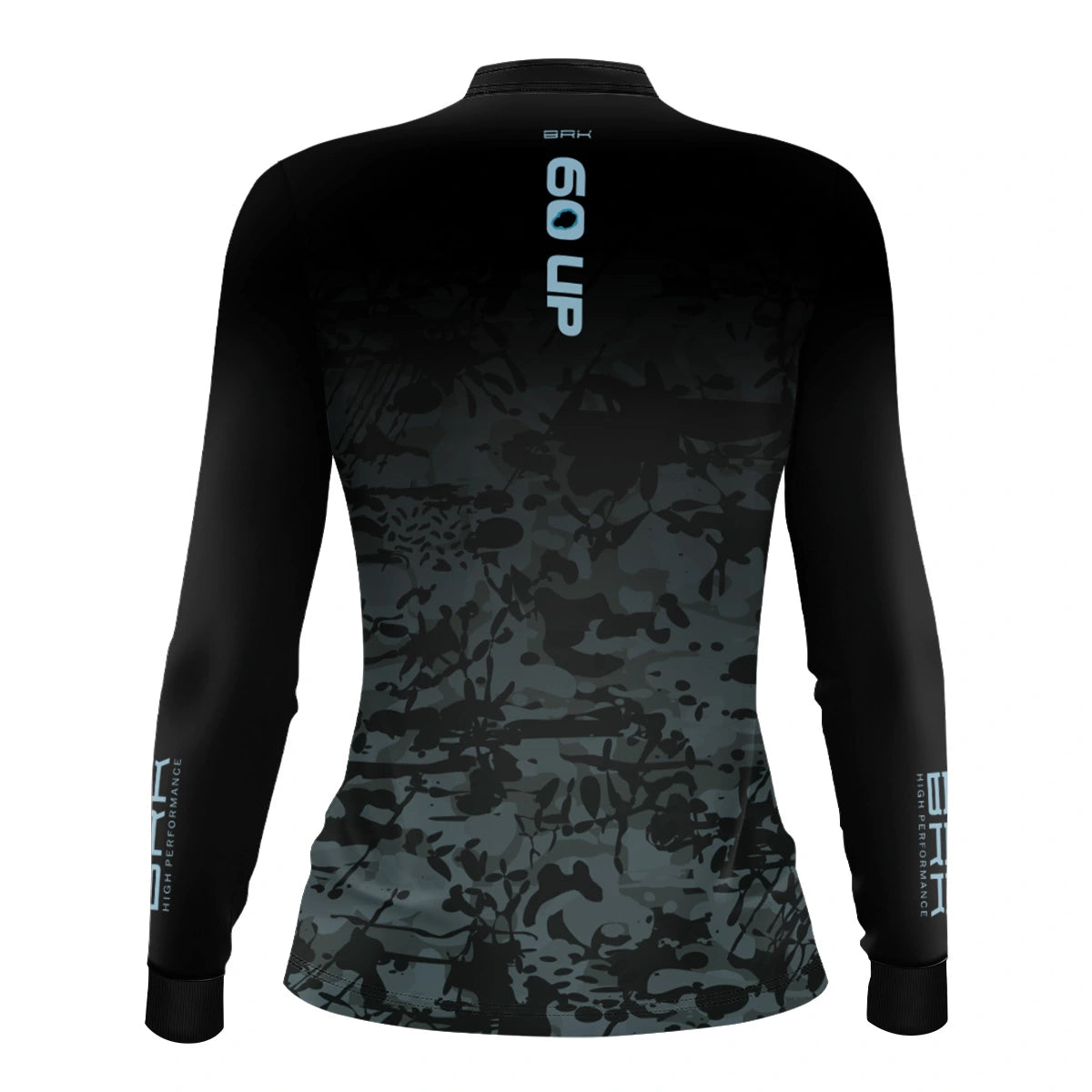 Camisa de Pesca Feminina Brk 60UP Camuflada Azul e Preta com Proteção UV50 - Brk Fishing