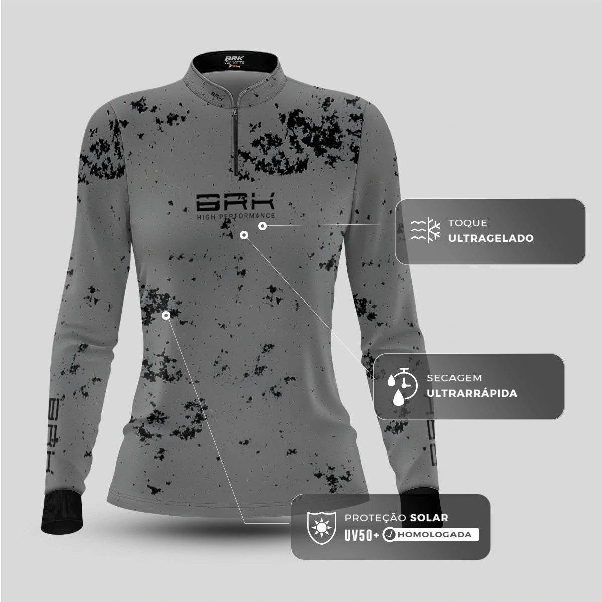 Camisa de Pesca Feminina Brk USA Fishing com Proteção UV50 - Brk Fishing