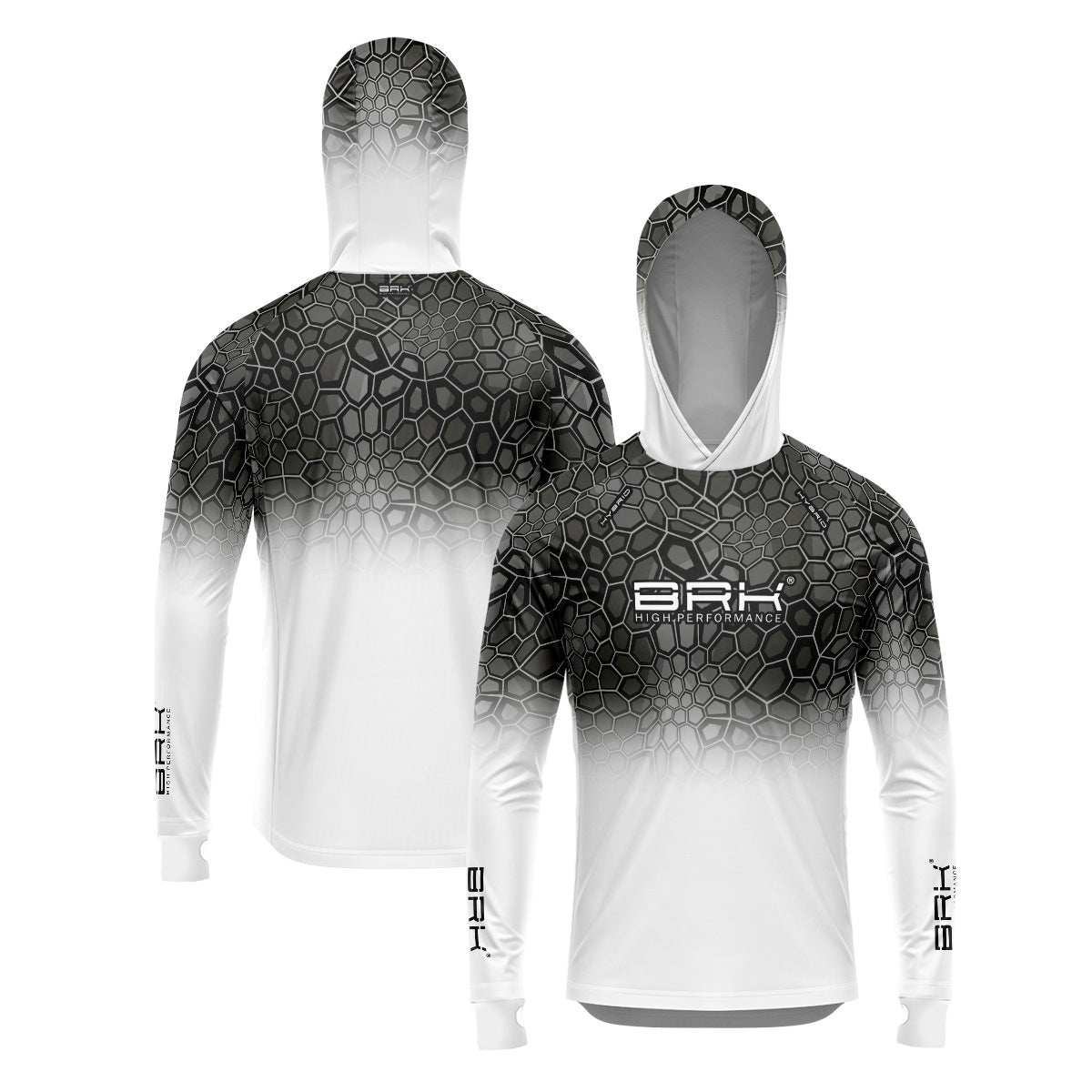 Camisa de Pesca Brk com Luva e Capuz Hybrid Criptek Branca com Proteção Solar UV50+ Brk Fishing
