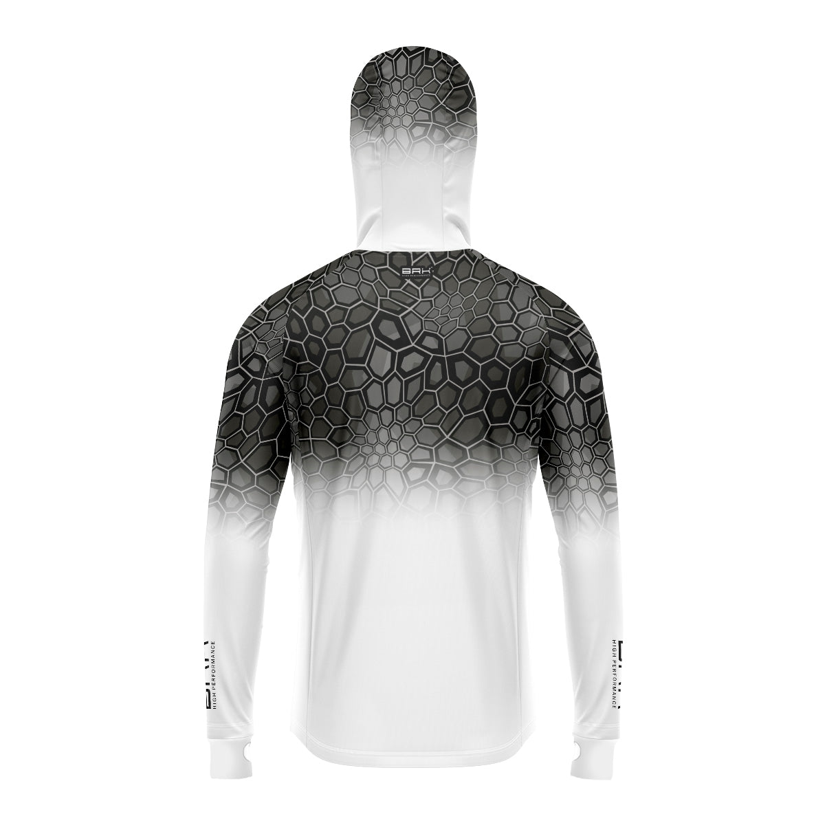 Camisa de Pesca Brk com Luva e Capuz Hybrid Criptek Branca com Proteção Solar UV50+ Brk Fishing