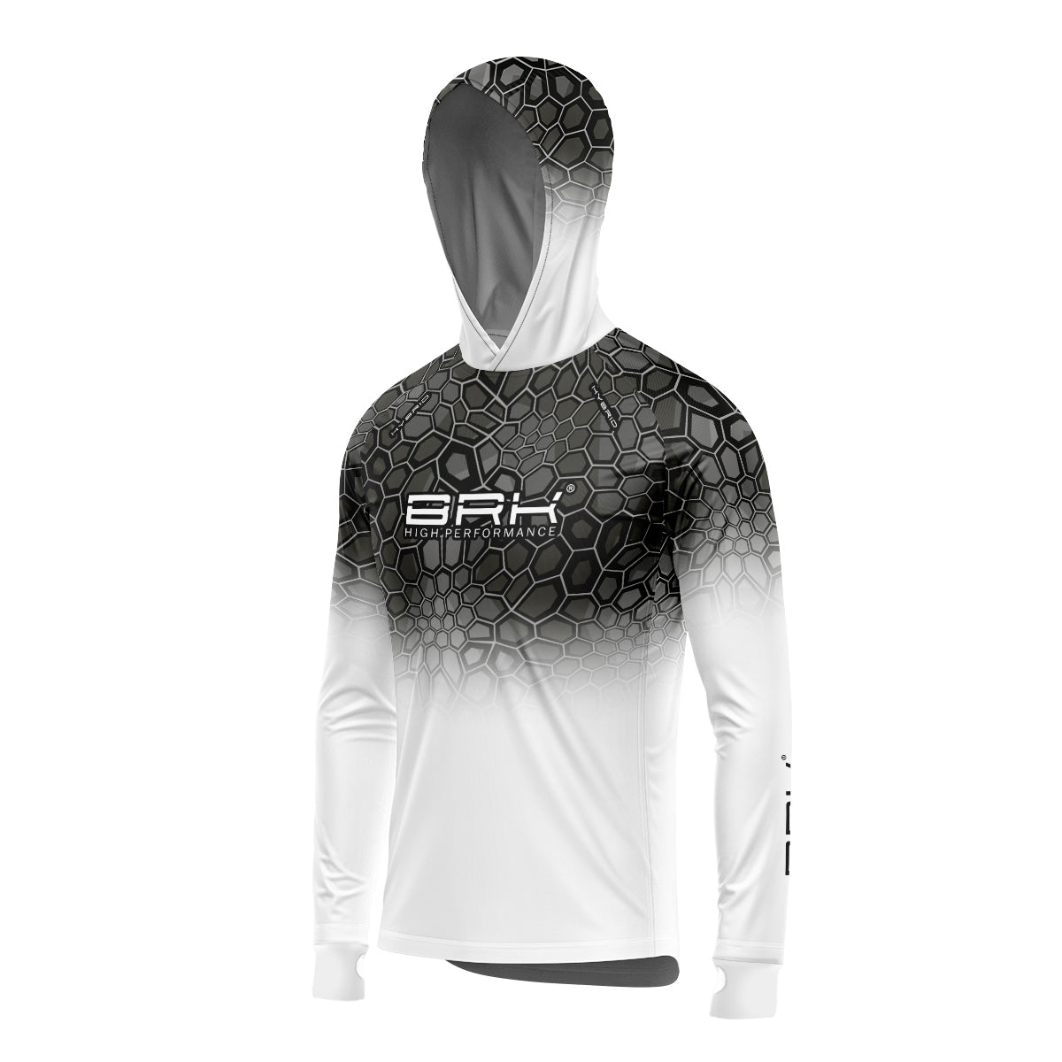 Camisa de Pesca Brk com Luva e Capuz Hybrid Criptek Branca com Proteção Solar UV50+ Brk Fishing
