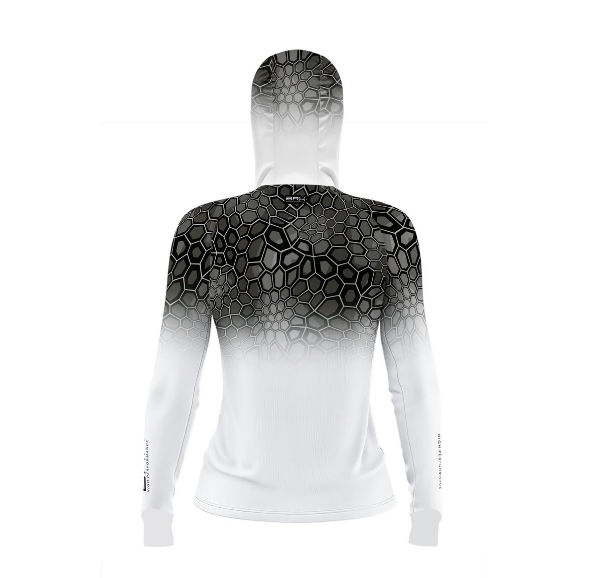 Camisa de Pesca Feminina Brk com Luva e Capuz Hybrid Criptek Branca com Proteção Solar UV50+ Brk Fishing