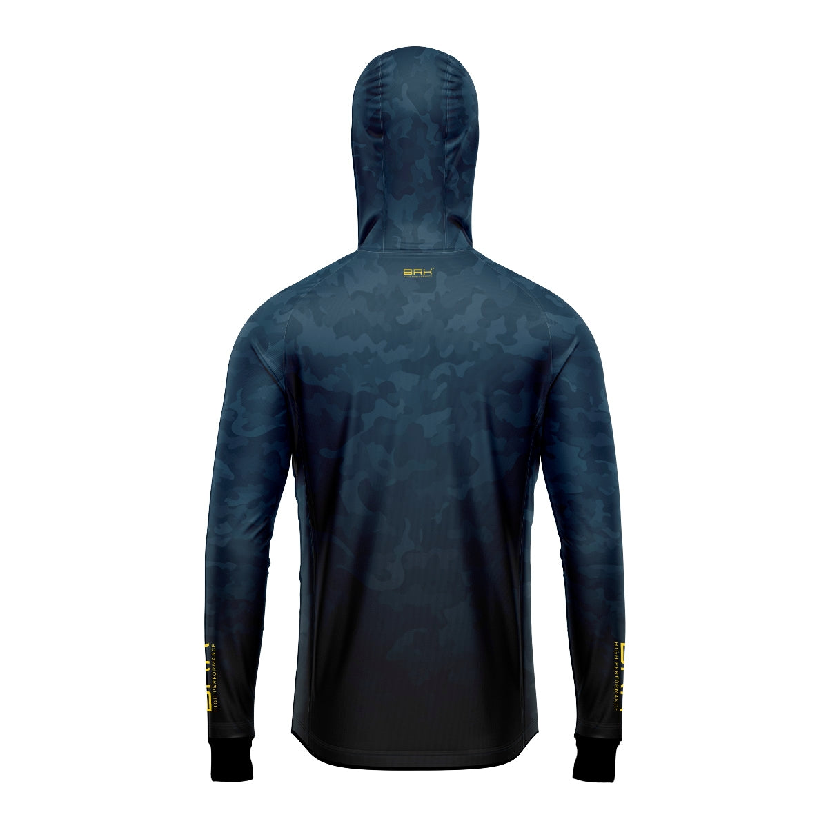 Camisa de Pesca Brk com Luva e Capuz Hybrid Camuflada Azul com Proteção Solar UV50+ Brk Fishing