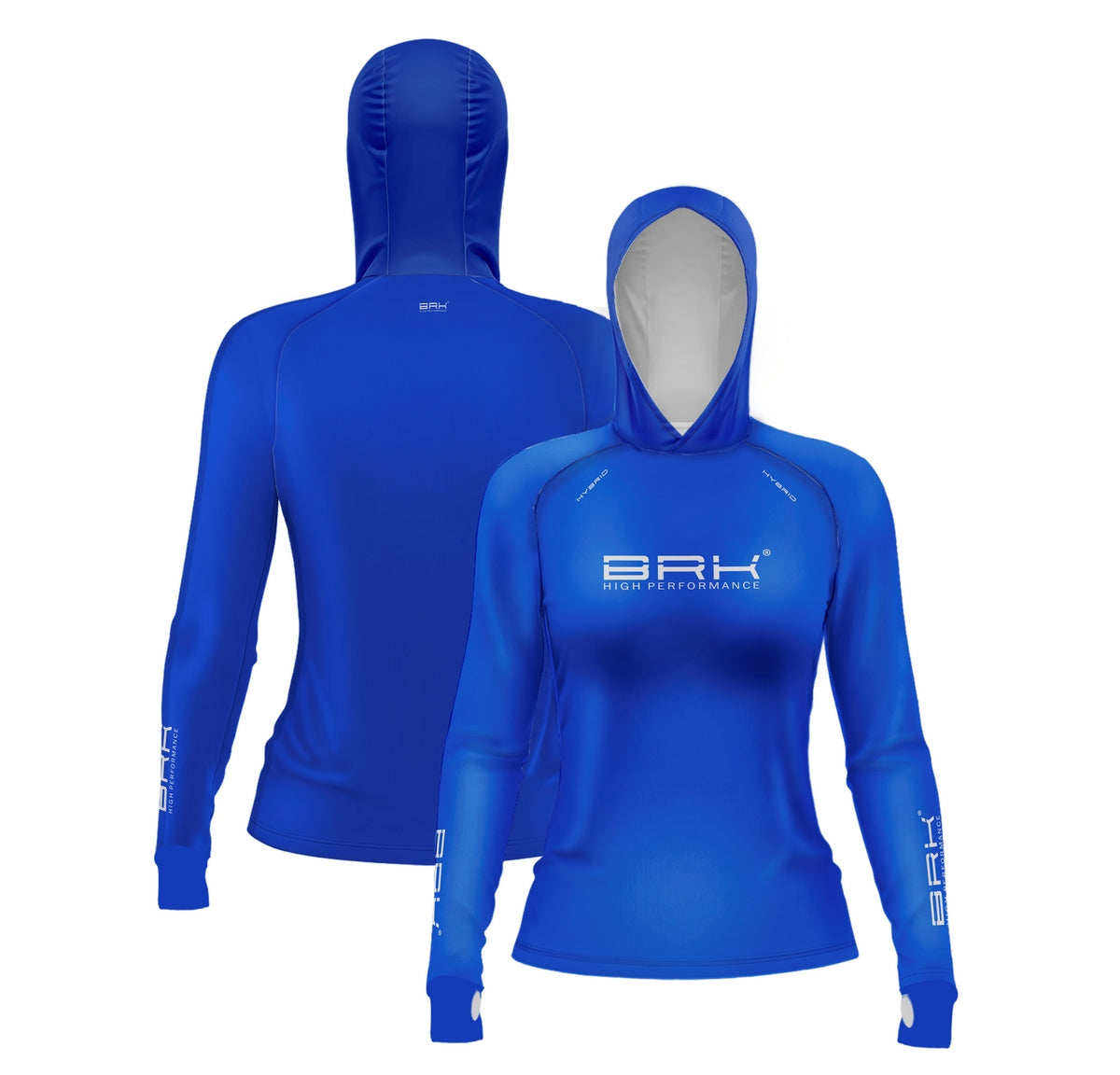 Camisa de Pesca Feminina Brk com Luva e Capuz Hybrid Azul Escuro com Proteção Solar UV50+ Brk Fishing