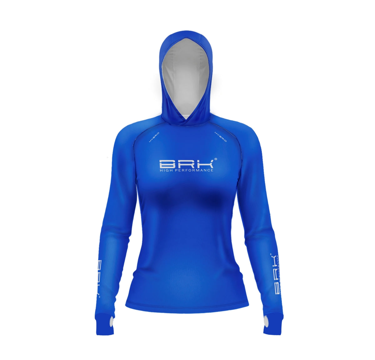Camisa de Pesca Feminina Brk com Luva e Capuz Hybrid Azul Escuro com Proteção Solar UV50+ Brk Fishing