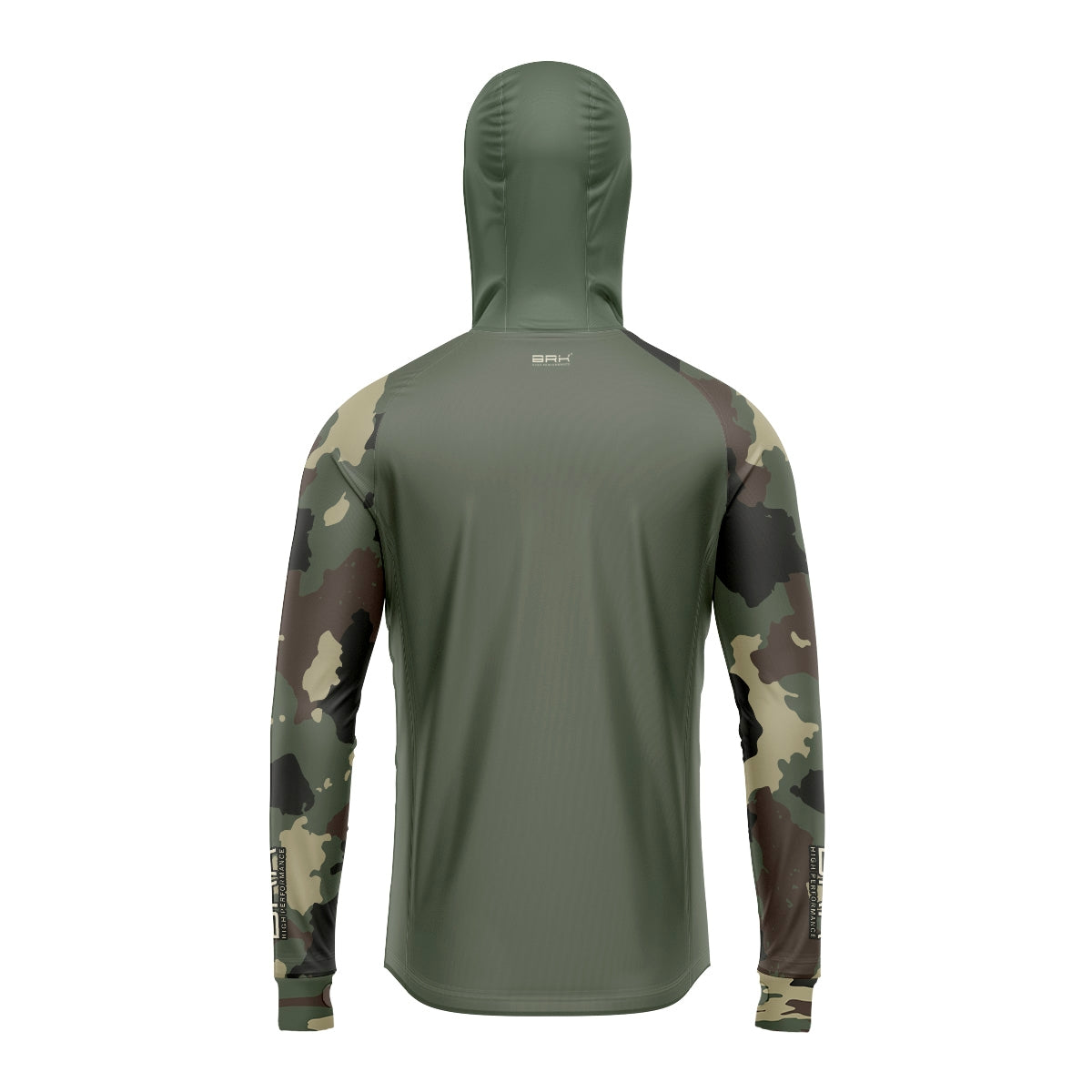 Camisa de Pesca Brk com Luva e Capuz Hybrid Camuflada Verde com Proteção Solar UV50+ Brk Fishing