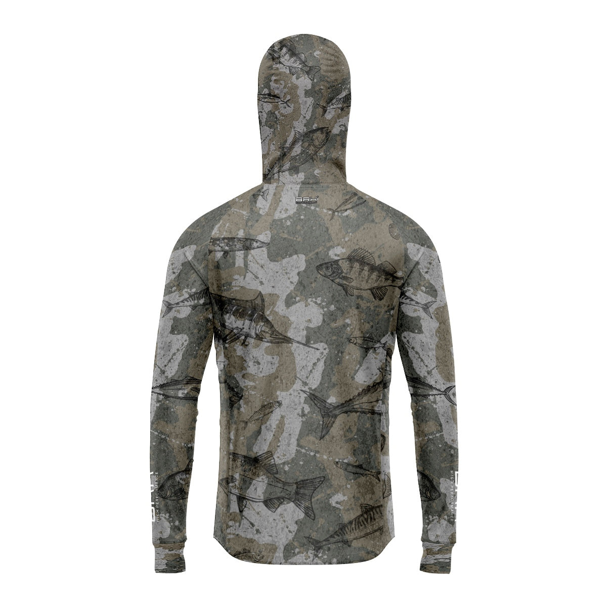 Camisa de Pesca Brk com Luva e Capuz Hybrid Camuflada Peixe com Proteção Solar UV50+ Brk Fishing