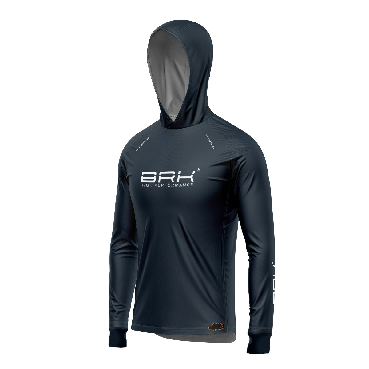 Camisa de Pesca Brk com Luva e Capuz Hybrid Cinza Chumbo Tucunaré com Proteção Solar UV50+ Brk Fishing