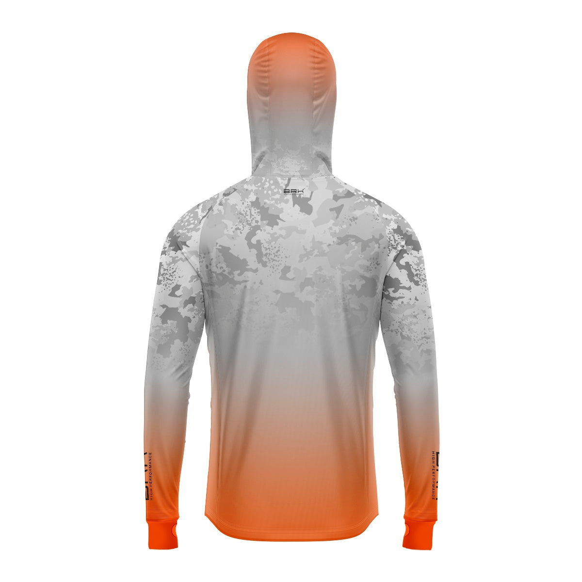 Camisa de Pesca Brk com Luva e Capuz Hybrid Camo Laranja com Proteção Solar UV50+ Brk Fishing