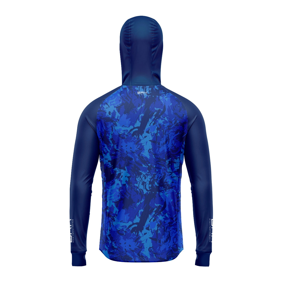 Camisa de Pesca Brk com Luva e Capuz Hybrid Camo Azul com Proteção Solar UV50+ Brk Fishing