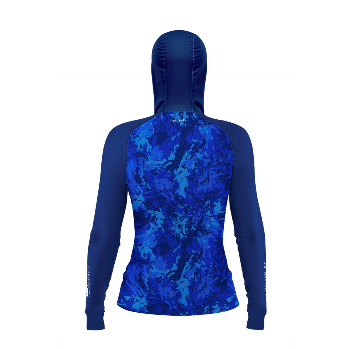 Camisa de Pesca Feminina Brk com Luva e Capuz Hybrid Camo Azul com Proteção Solar UV50+ Brk Fishing