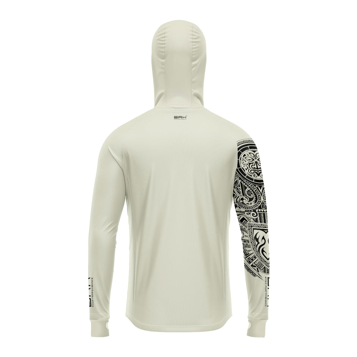 Camisa de Pesca Brk com Luva e Capuz Hybrid Essencial Maori Bege com Proteção Solar UV50+ Brk Fishing