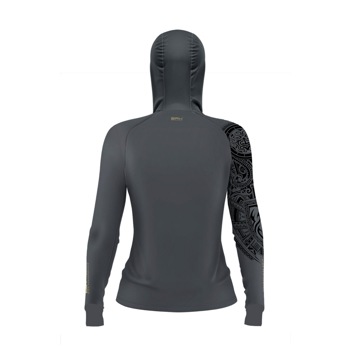 Camisa de Pesca Feminina Brk com Luva e Capuz Hybrid Sport Maori Cinza com Proteção Solar UV50+ Brk Fishing