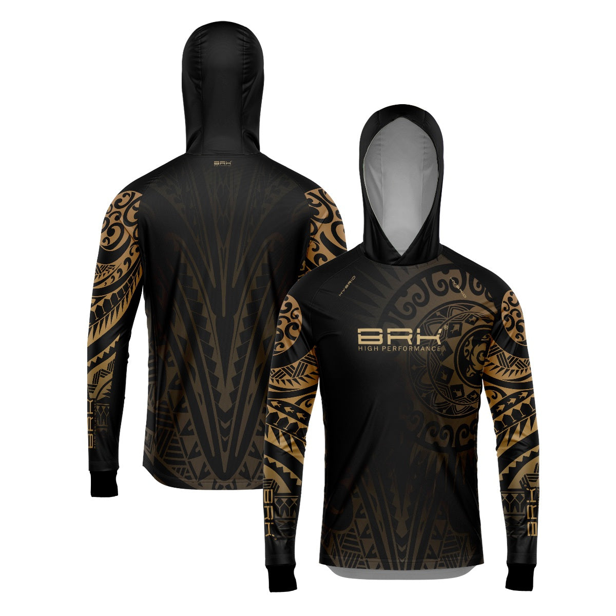 Camisa de Pesca Brk com Luva e Capuz Hybrid Maori Bege com Proteção Solar UV50+ Brk Fishing