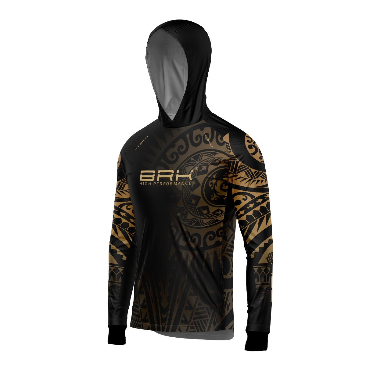 Camisa de Pesca Brk com Luva e Capuz Hybrid Maori Bege com Proteção Solar UV50+ Brk Fishing