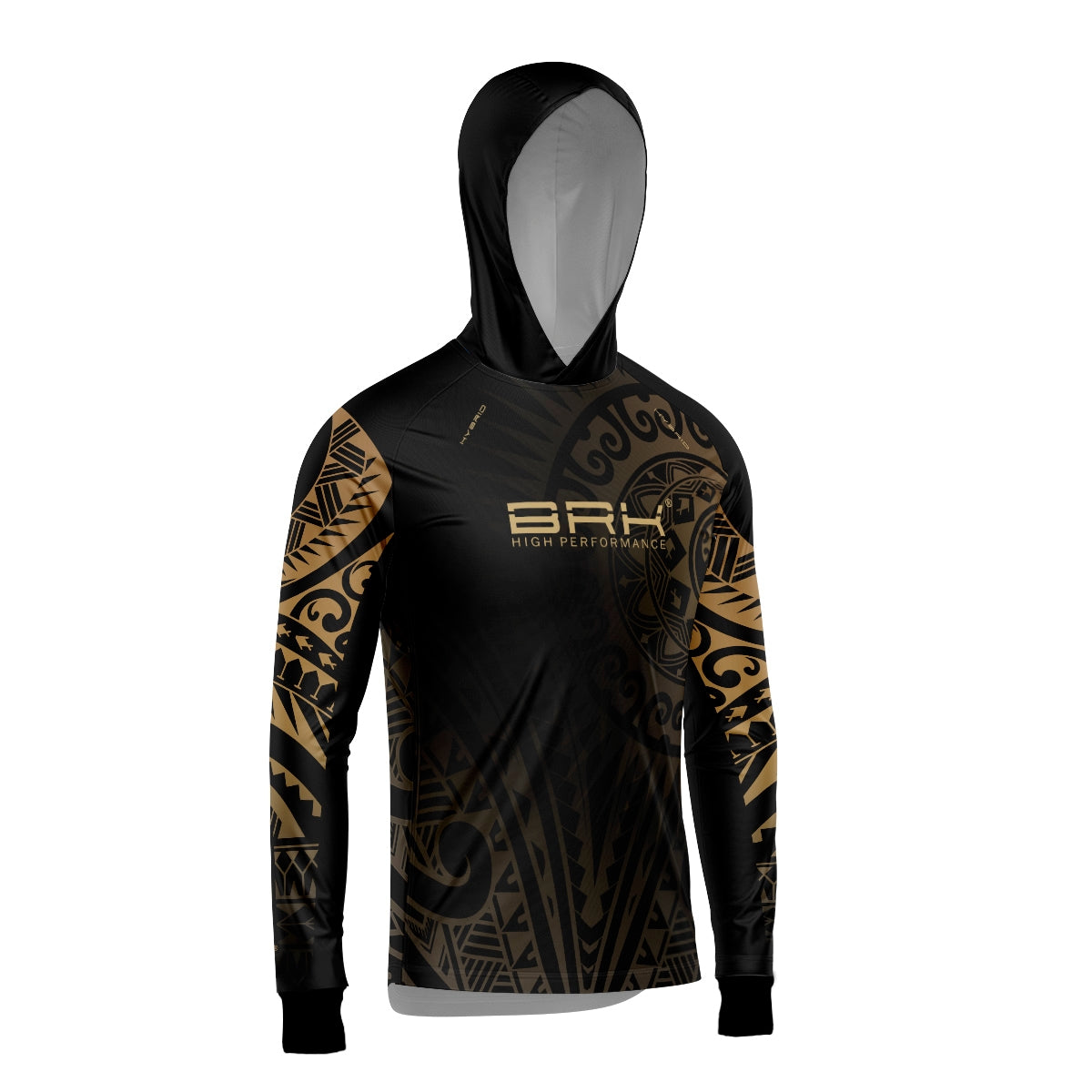 Camisa de Pesca Brk com Luva e Capuz Hybrid Maori Bege com Proteção Solar UV50+ Brk Fishing