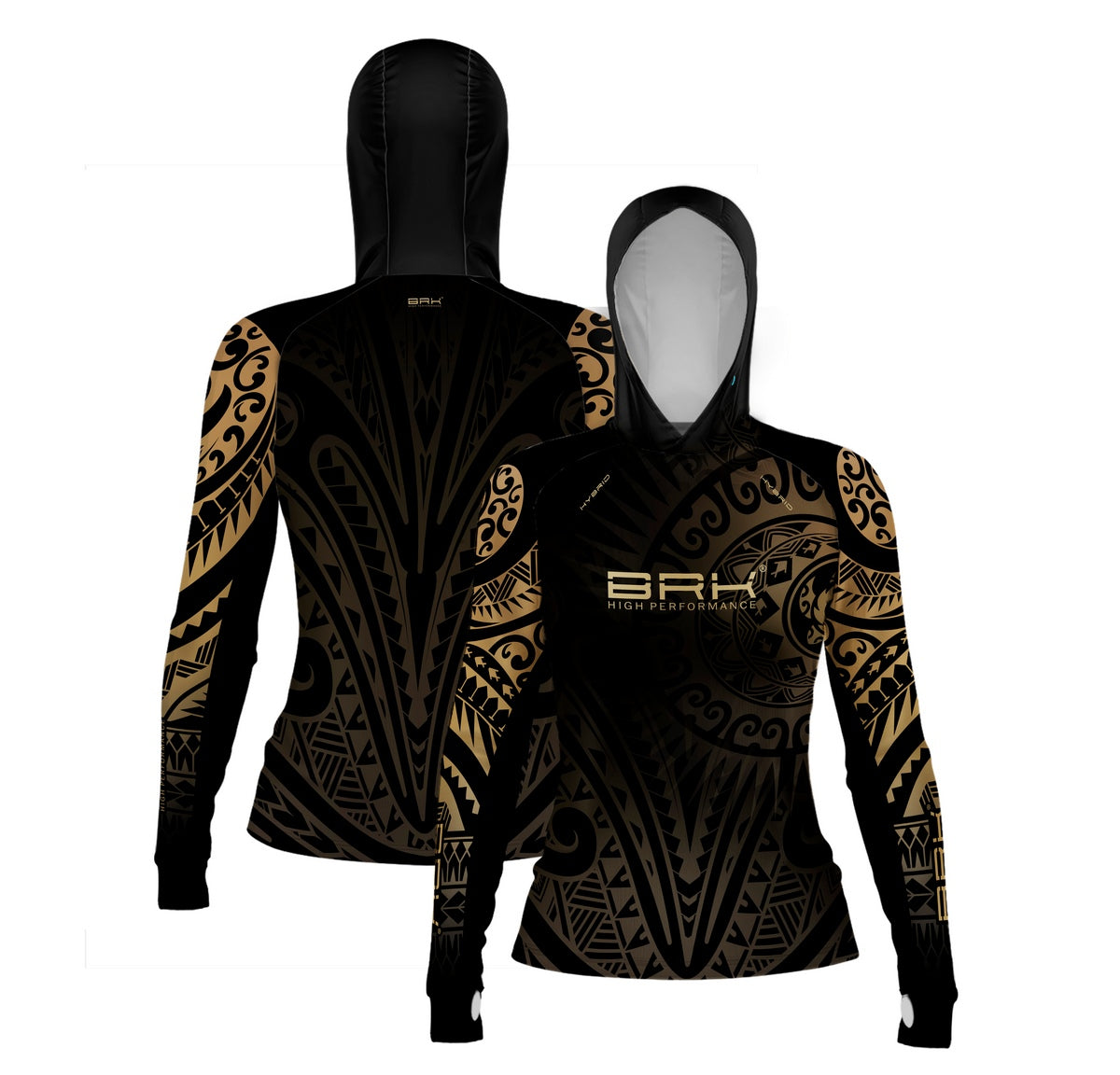 Camisa de Pesca Feminina Brk com Luva e Capuz Hybrid Maori Bege com Proteção Solar UV50+ Brk Fishing