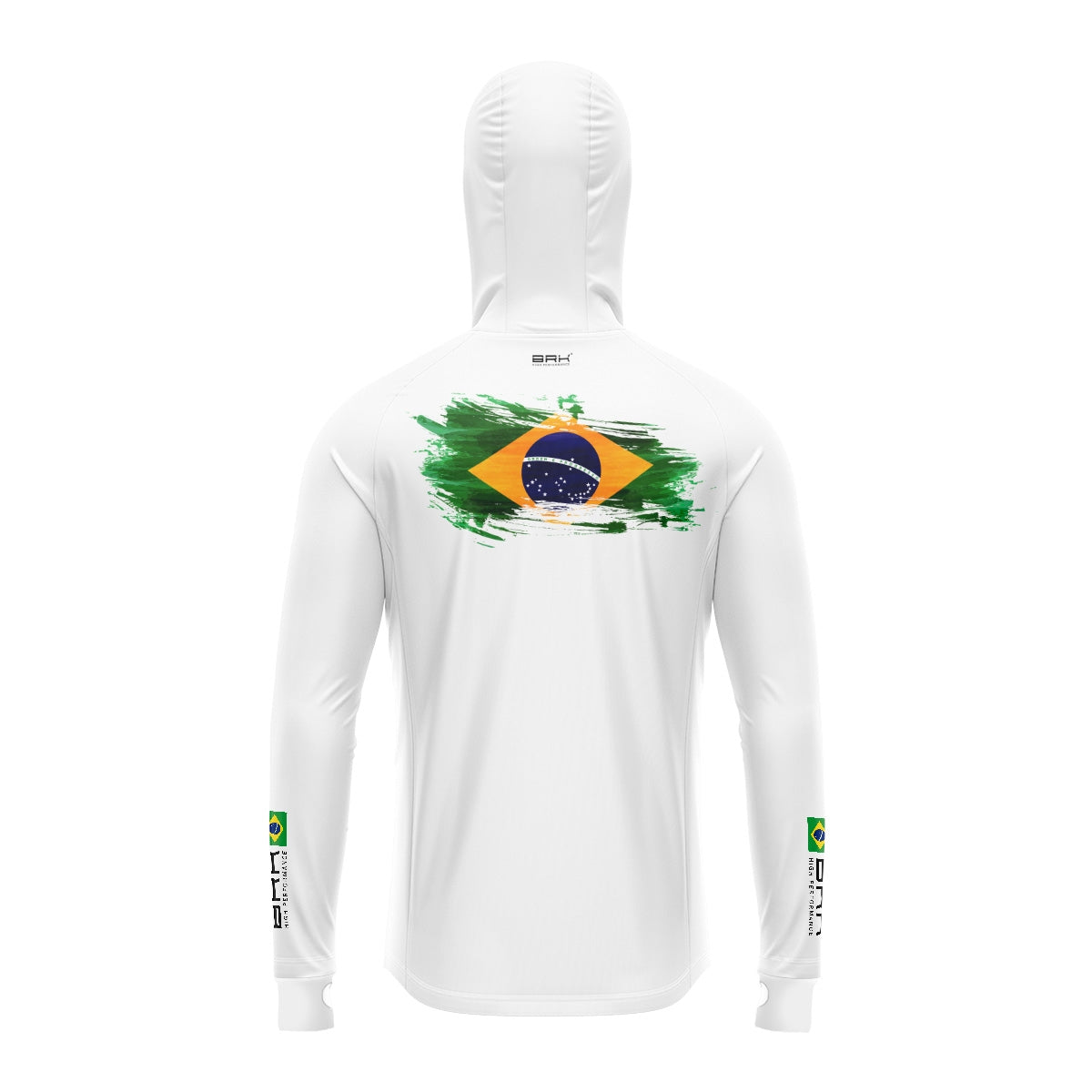 Camisa de Pesca Brk com Luva e Capuz Hybrid Branca Brasil com Proteção Solar UV50+ Brk Fishing