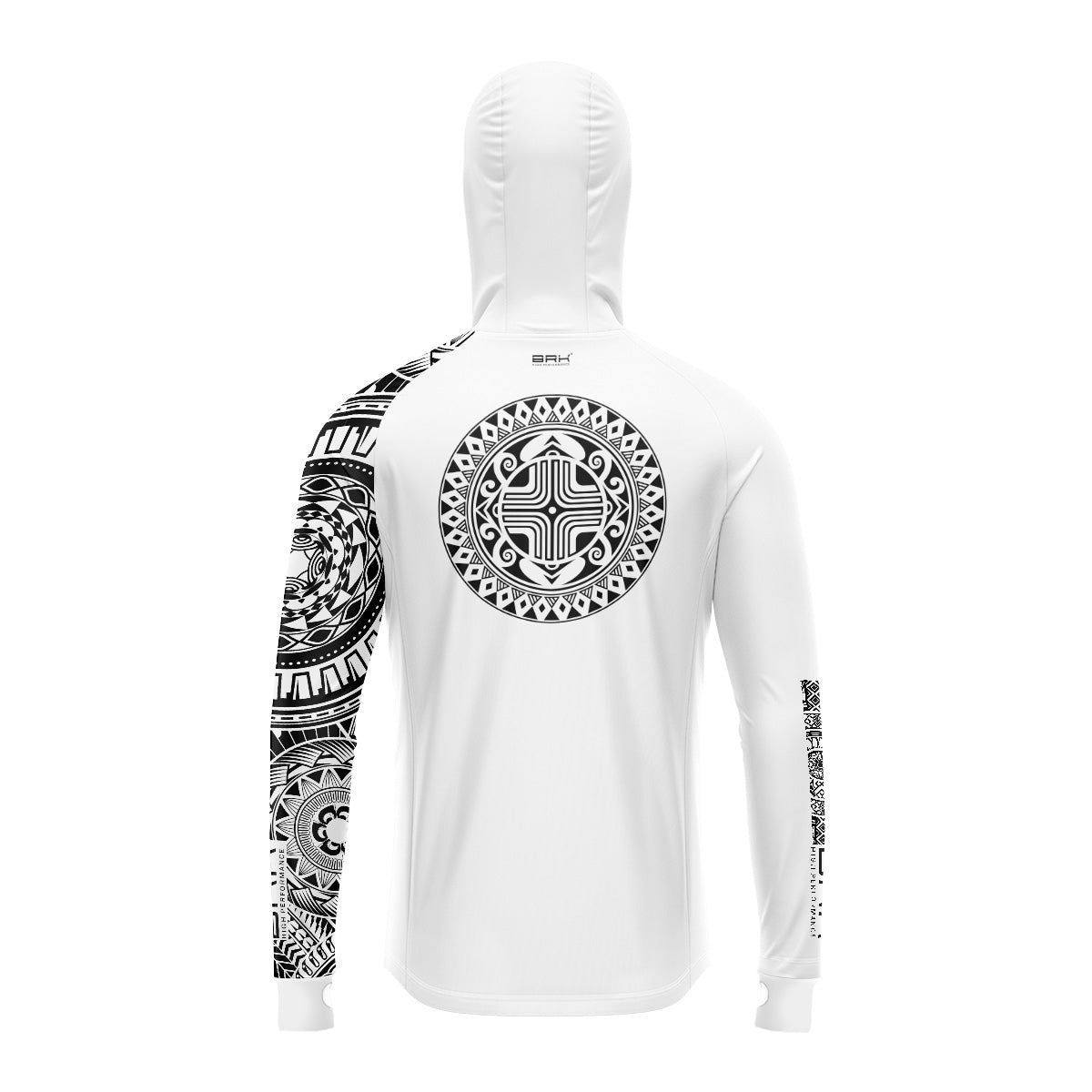 Camisa de Pesca Brk com Luva e Capuz Hybrid Branca Maori com Proteção Solar UV50+ Brk Fishing