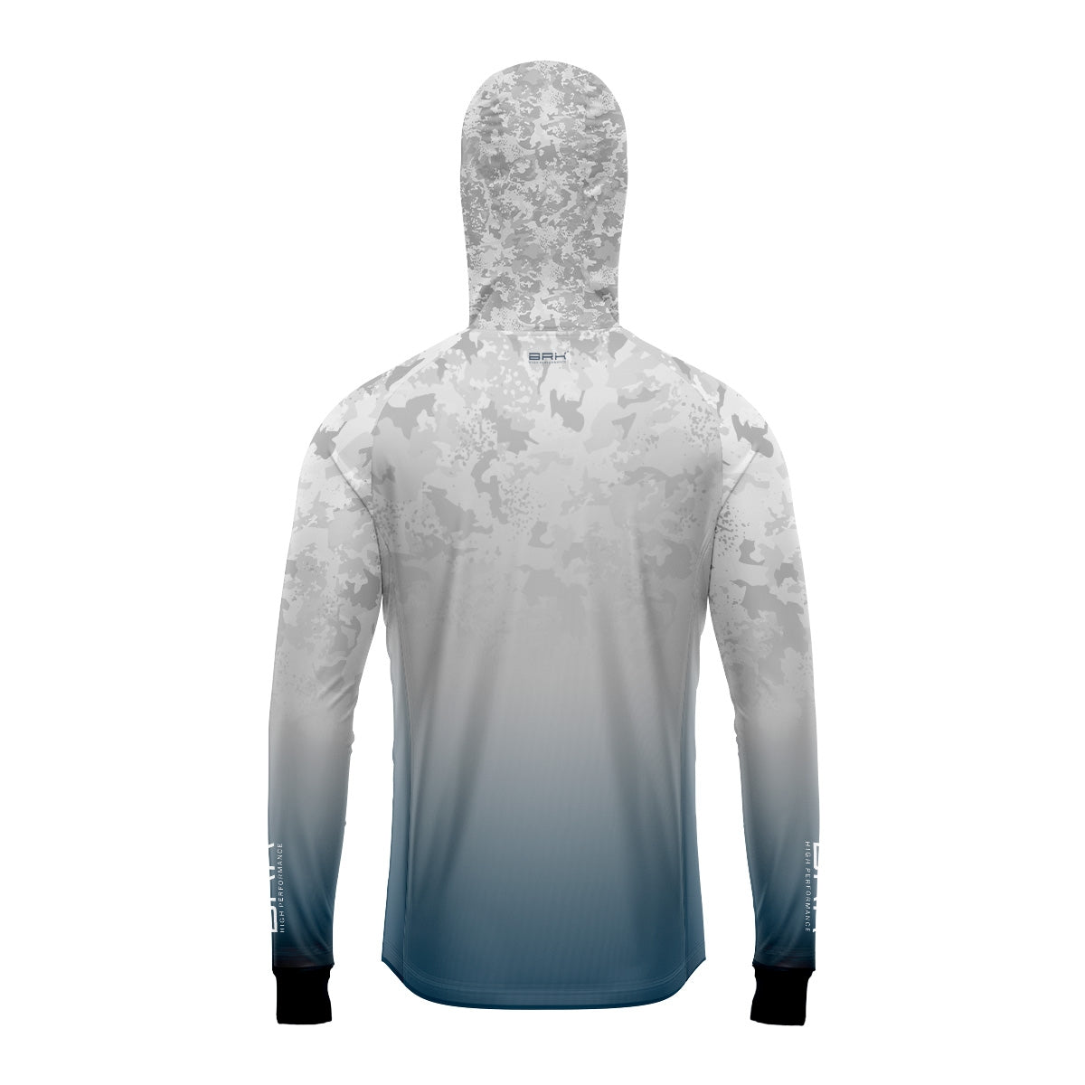 Camisa de Pesca Brk com Luva e Capuz Hybrid Camo Branca e Azul com Proteção Solar UV50+ Brk Fishing