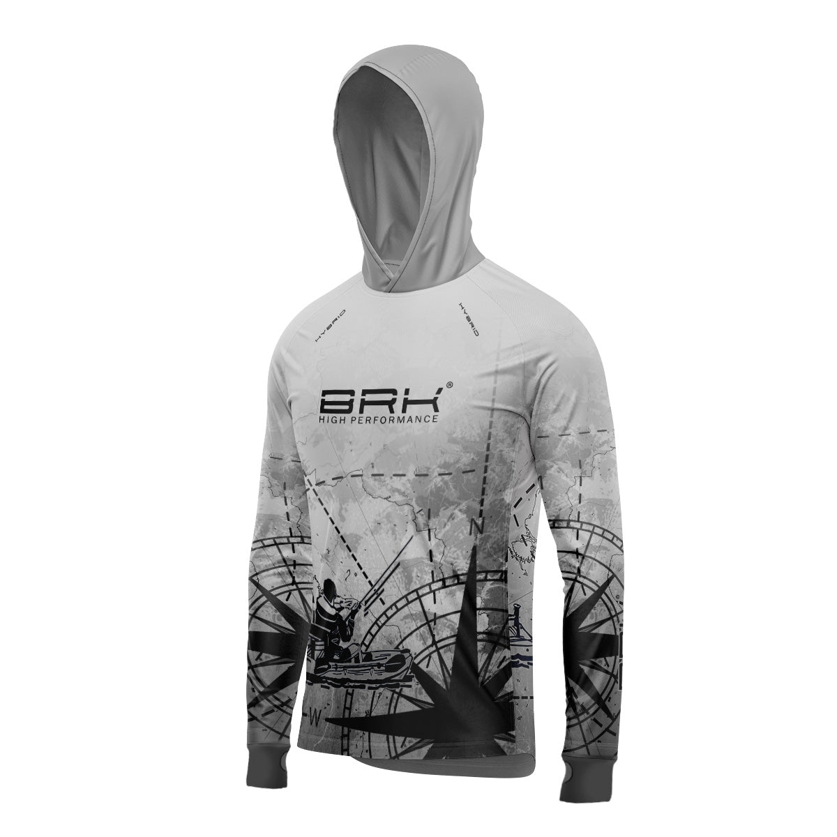 Camisa de Pesca Brk com Luva e Capuz Hybrid Caiaque com Proteção Solar UV50+ Brk Fishing