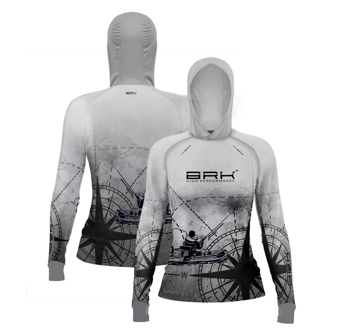 Camisa de Pesca Feminina Brk com Luva e Capuz Hybrid Caiaque com Proteção Solar UV50+ Brk Fishing