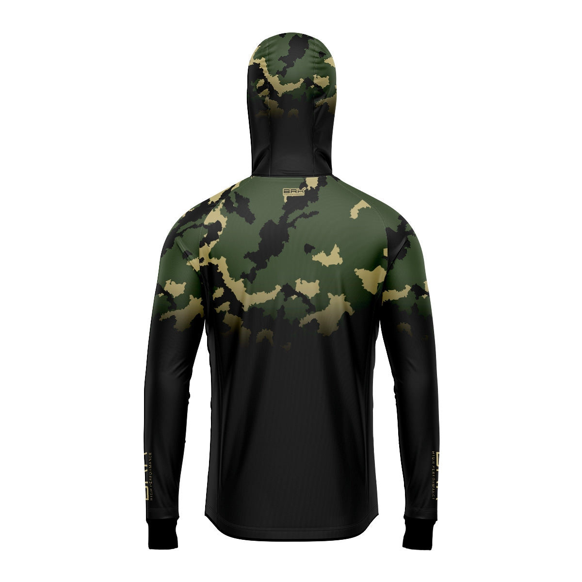 Camisa de Pesca Brk com Luva e Capuz Hybrid Camuflada Verde com Proteção Solar UV50+ Brk Fishing