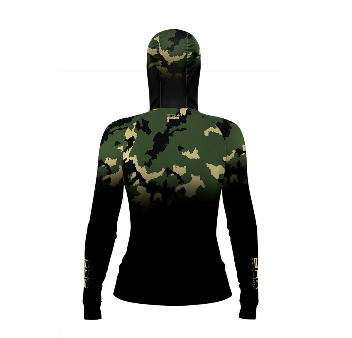 Camisa de Pesca Feminina Brk com Luva e Capuz Hybrid Camuflada Verde com Proteção Solar UV50+ Brk Fishing