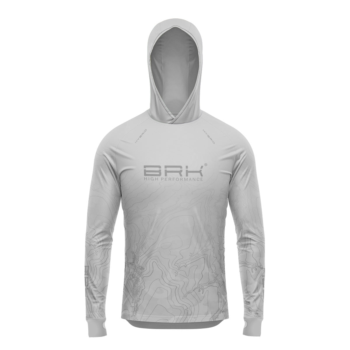 Camisa de Pesca Brk com Luva e Capuz Hybrid Clean Cinza com Proteção Solar UV50+ Brk Fishing