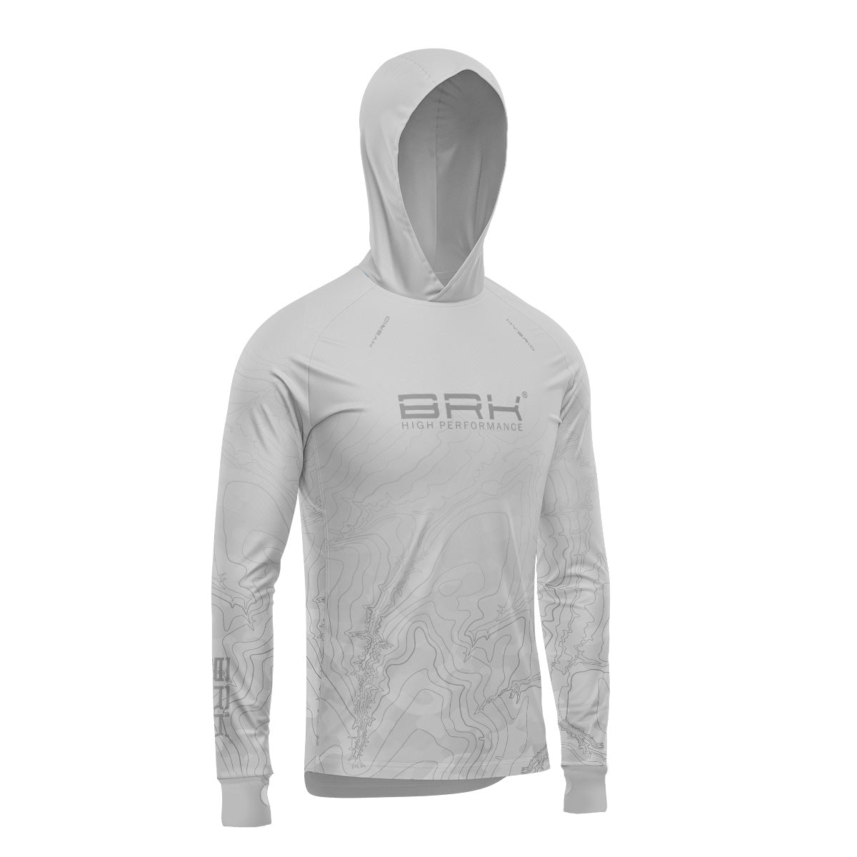 Camisa de Pesca Brk com Luva e Capuz Hybrid Clean Cinza com Proteção Solar UV50+ Brk Fishing