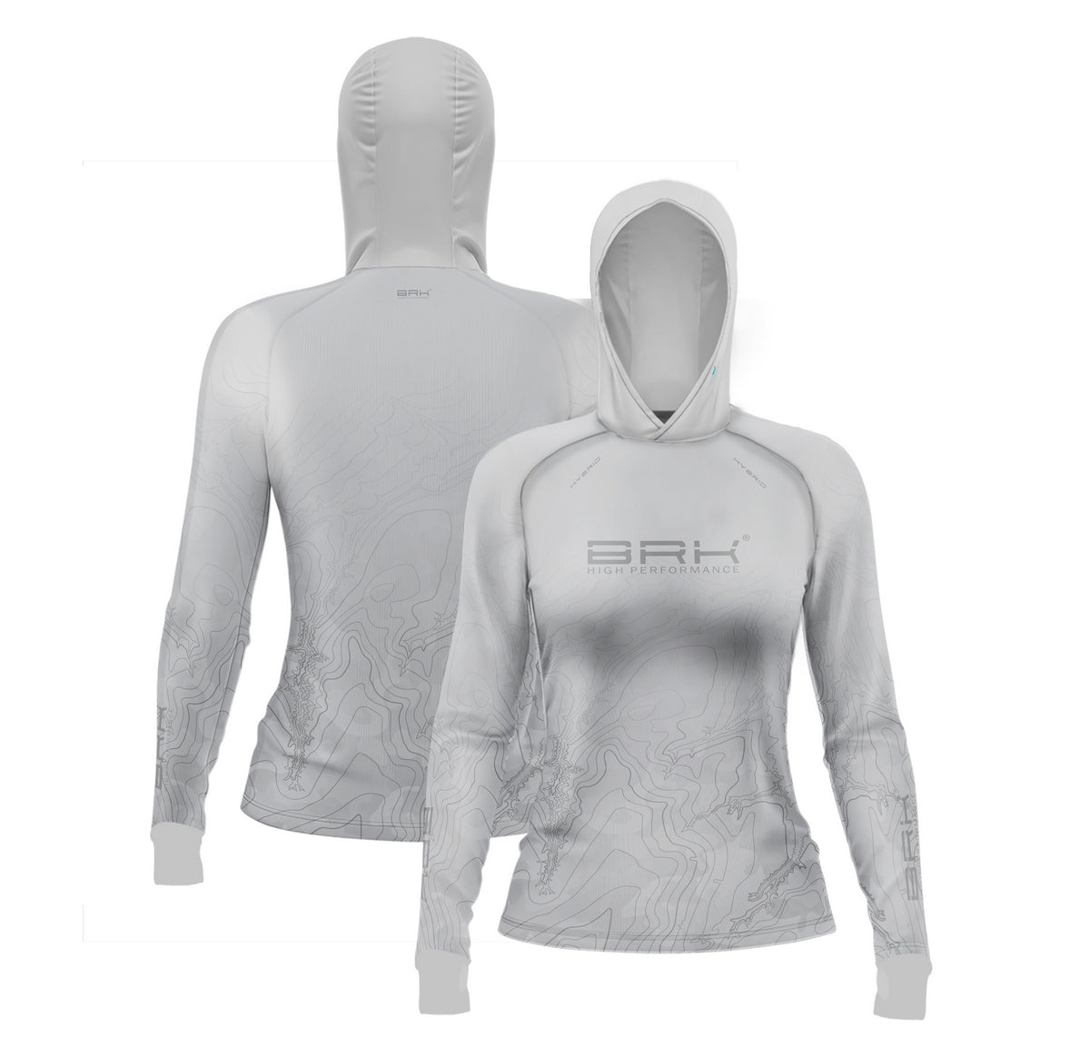 Camisa de Pesca Feminina Brk com Luva e Capuz Hybrid Clean Cinza com Proteção Solar UV50+ Brk Fishing