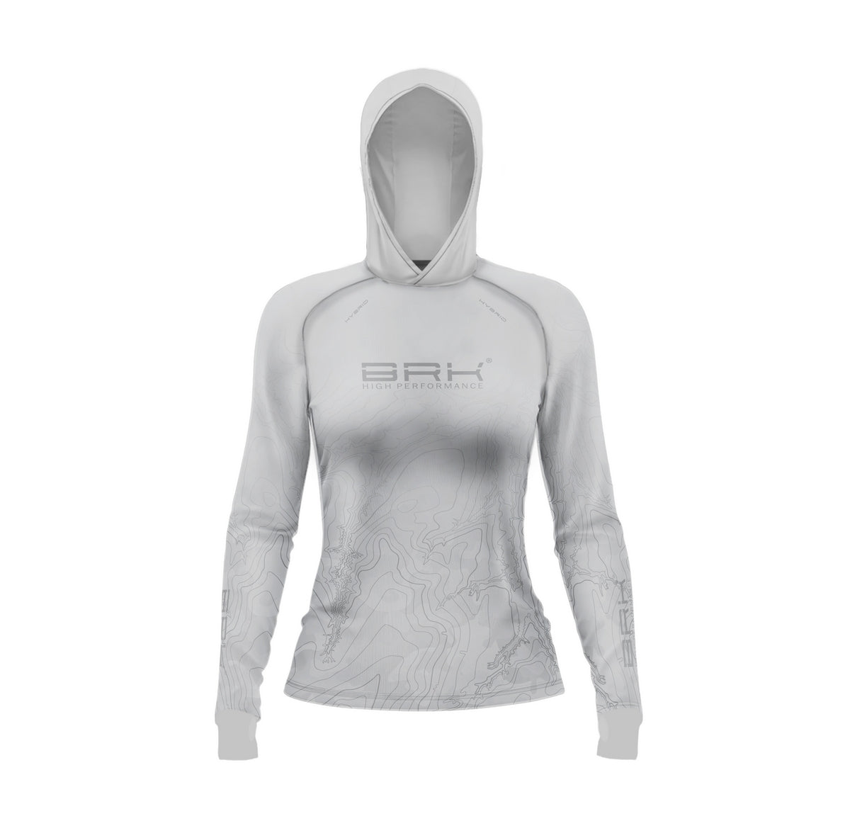 Camisa de Pesca Feminina Brk com Luva e Capuz Hybrid Clean Cinza com Proteção Solar UV50+ Brk Fishing