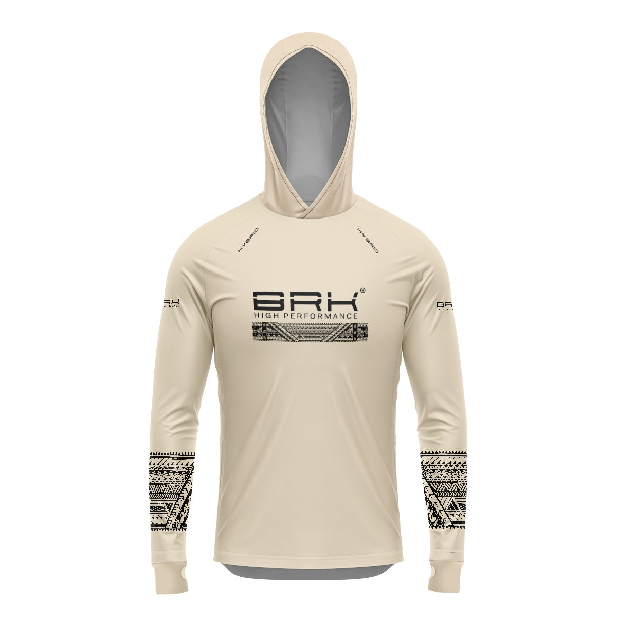 Camisa de Pesca Brk com Luva e Capuz Hybrid Maori Bege com Proteção Solar UV50+ Brk Fishing