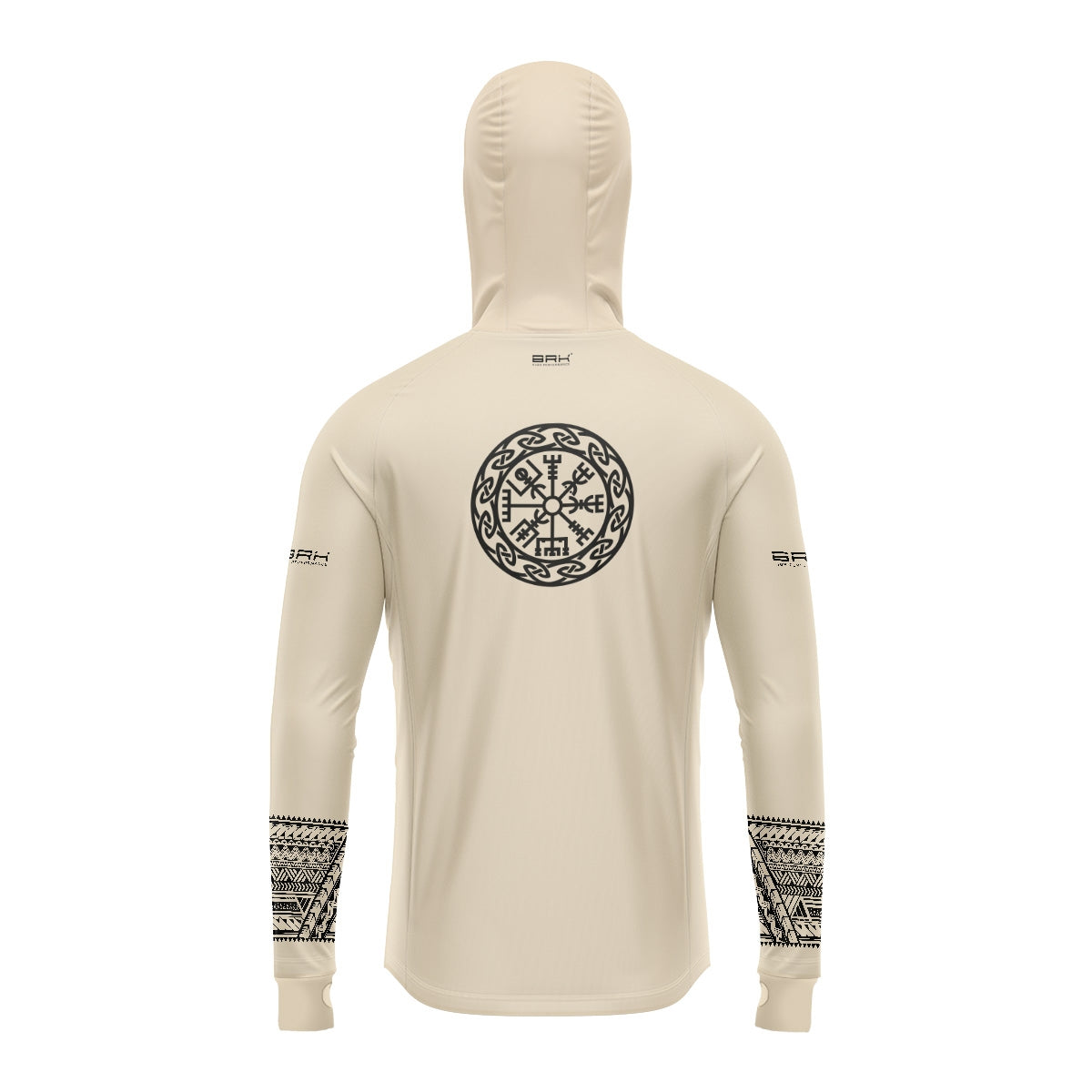 Camisa de Pesca Brk com Luva e Capuz Hybrid Maori Bege com Proteção Solar UV50+ Brk Fishing
