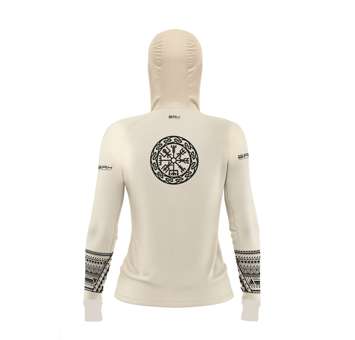 Camisa de Pesca Feminina Brk com Luva e Capuz Hybrid Maori Bege com Proteção Solar UV50+ Brk Fishing