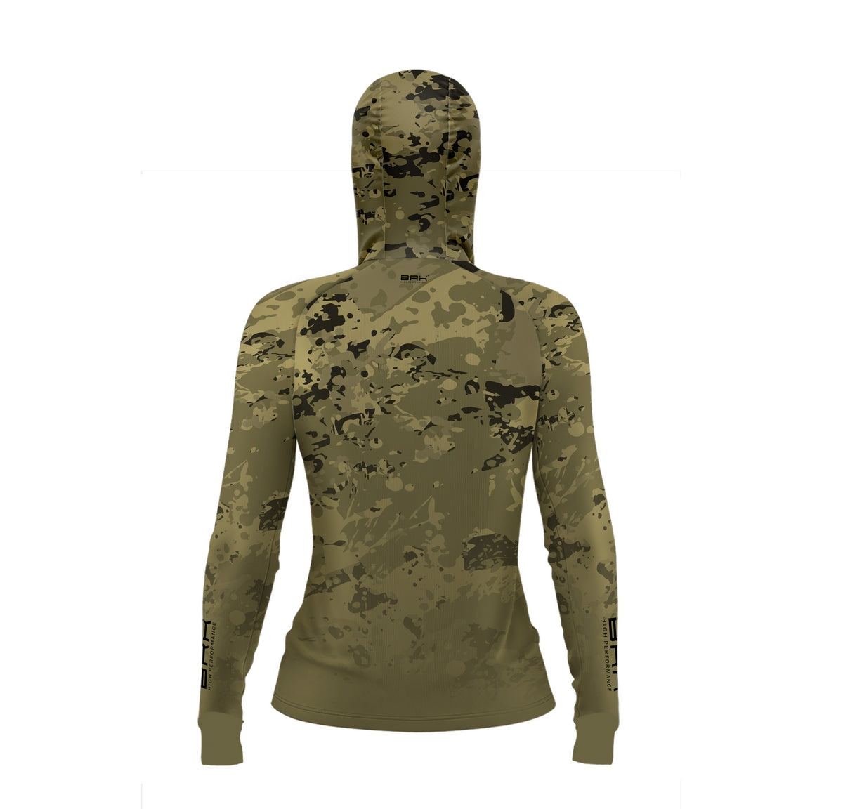Camisa de Pesca Feminina Brk com Luva e Capuz Hybrid Camuflado Verde com Proteção Solar UV50+ Brk Fishing