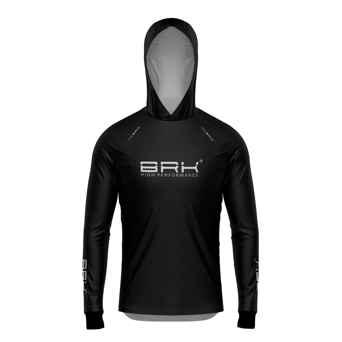 Camisa de Pesca Brk com Luva e Capuz Hybrid Clean Preta com Proteção Solar UV50+ Brk Fishing