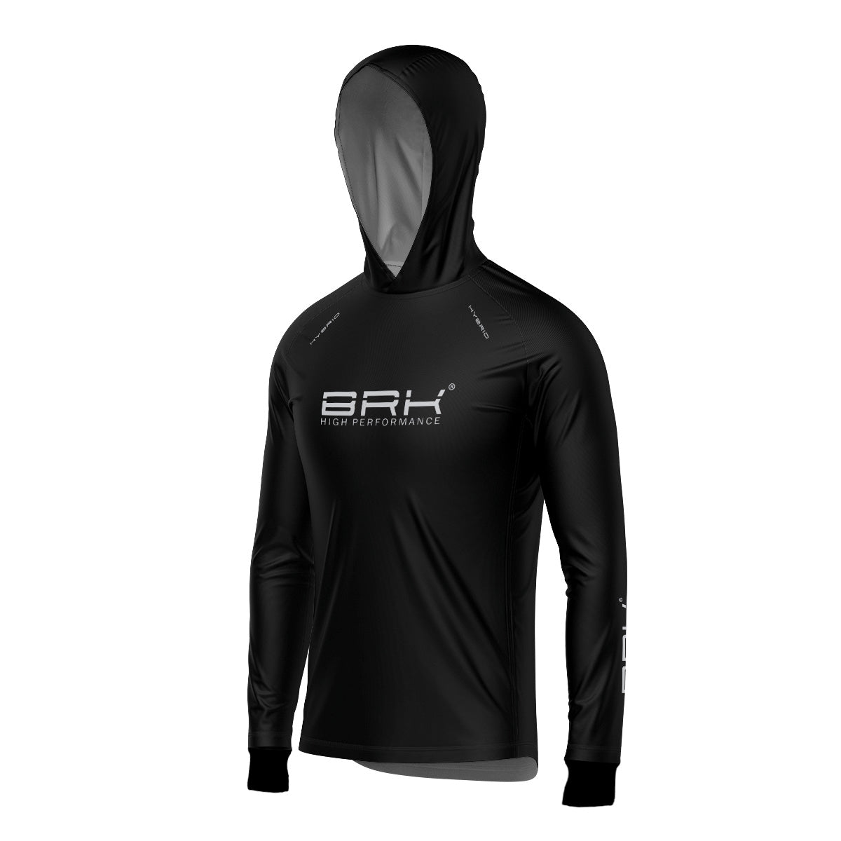 Camisa de Pesca Brk com Luva e Capuz Hybrid Clean Preta com Proteção Solar UV50+ Brk Fishing