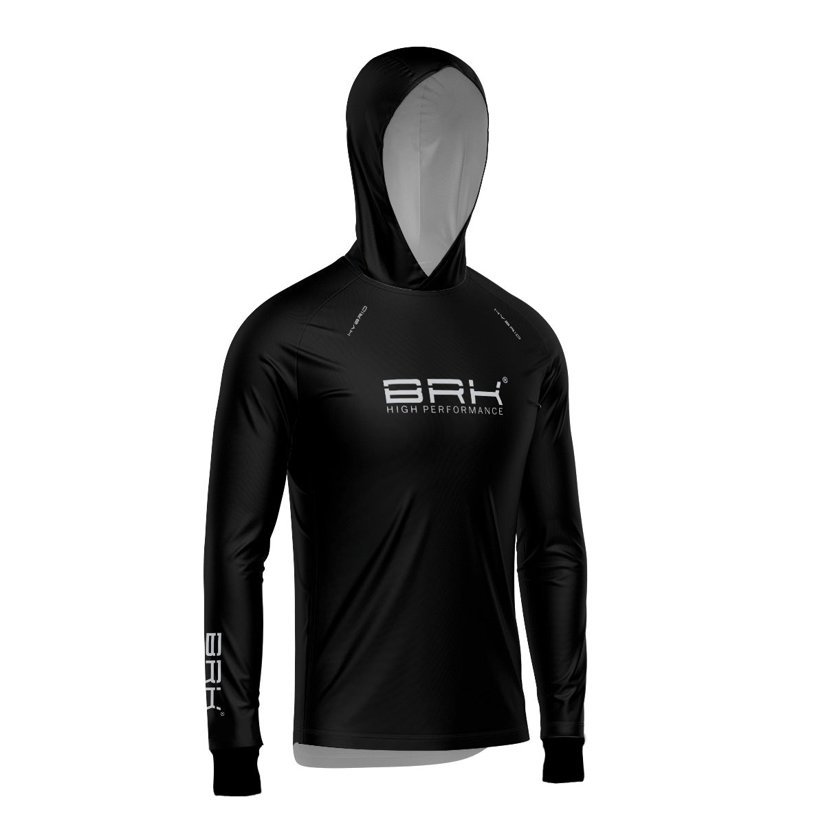 Camisa de Pesca Brk com Luva e Capuz Hybrid Clean Preta com Proteção Solar UV50+ Brk Fishing
