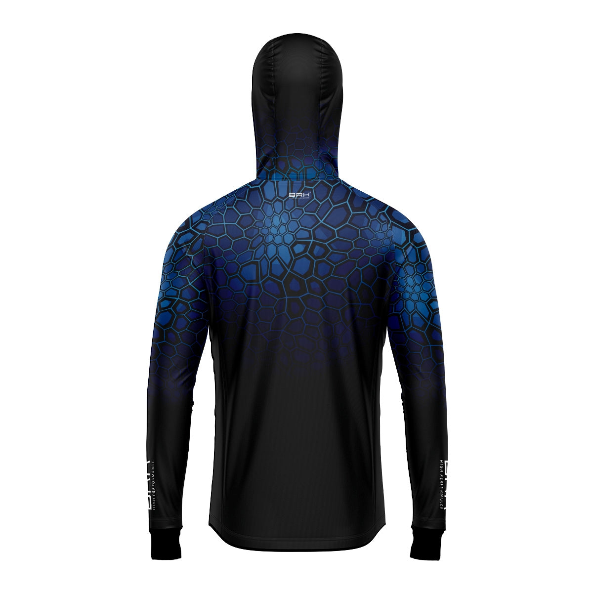 Camisa de Pesca Brk com Luva e Capuz Hybrid Cryptek Azul com Proteção Solar UV50+ Brk Fishing