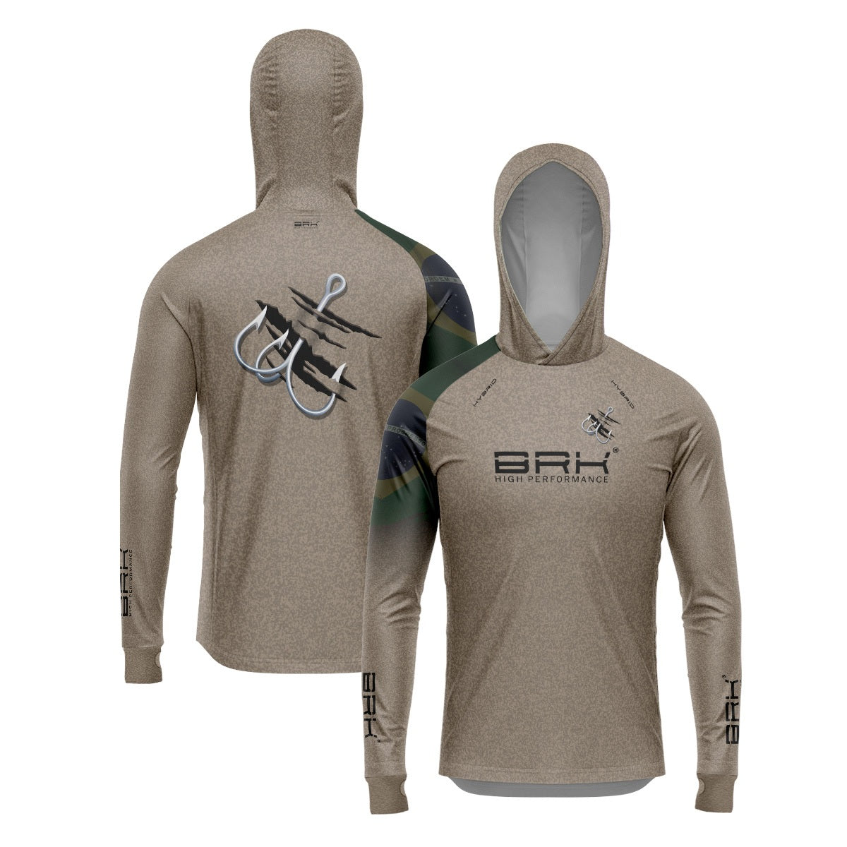 Camisa de Pesca Brk com Luva e Capuz Hybrid Clean Garateia com Proteção Solar UV50+ Brk Fishing